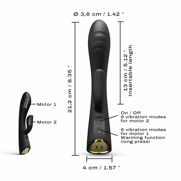 Вібратор-кролик з підігрівом Dorcel FLEXI RABBIT BLACK, гнучкий стовбур - Зображення 5