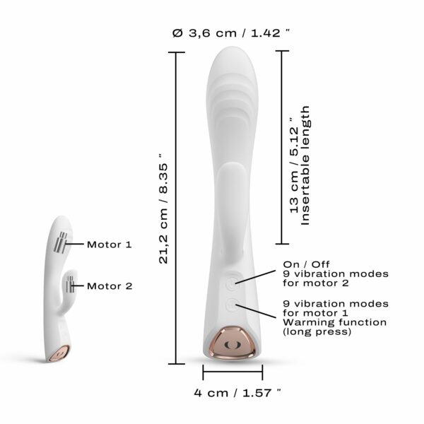 Вібратор-кролик з підігрівом Dorcel FLEXI RABBIT WHITE, гнучкий стовбур - Зображення 5