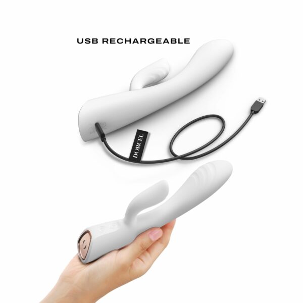 Вібратор-кролик з підігрівом Dorcel FLEXI RABBIT WHITE, гнучкий стовбур - Зображення 4