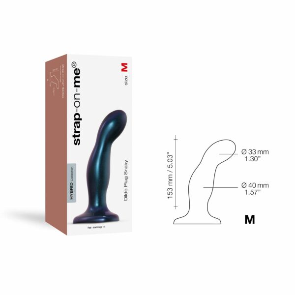 Дилдо Strap-On-Me DILDO PLUG SNAKY METALLIC BLUE, розмір M, діаметр 4 см, ввідна довжина 15,3 см - Зображення 4