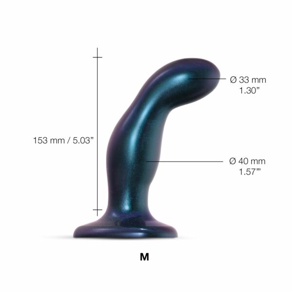 Дилдо Strap-On-Me DILDO PLUG SNAKY METALLIC BLUE, розмір M, діаметр 4 см, ввідна довжина 15,3 см - Зображення 2