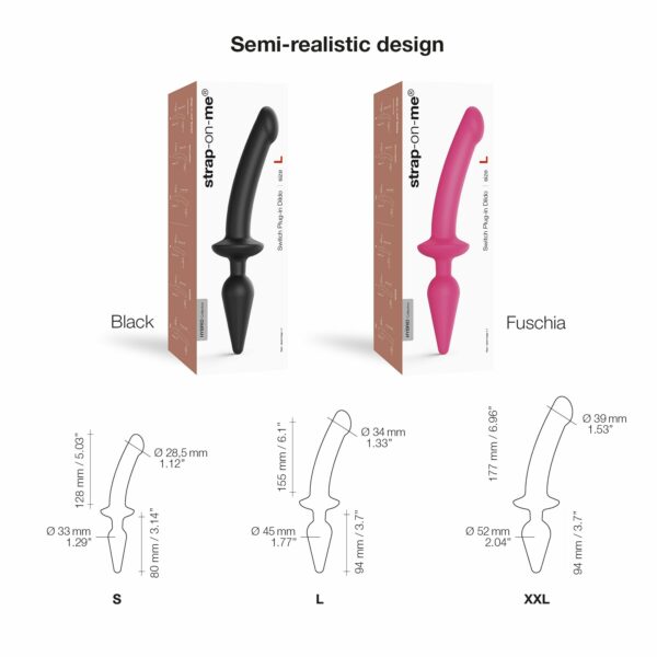 Анальна пробка з дилдо 2в1 Strap-On-Me SWITCH PLUG-IN DILDO Fuchsia L, діаметр 4,5/3,4 см - Зображення 3