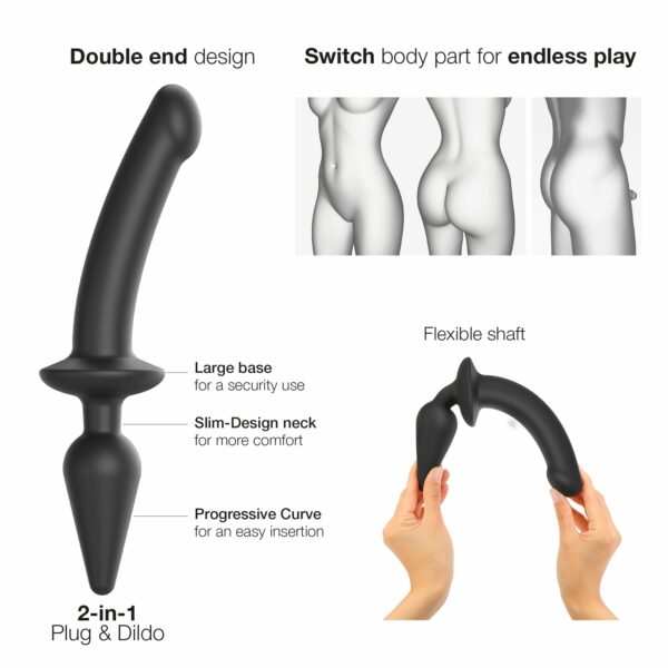 Анальна пробка з дилдо 2в1 Strap-On-Me SWITCH PLUG-IN DILDO Black XXL, діаметр 5,2/3,9 см - Зображення 2
