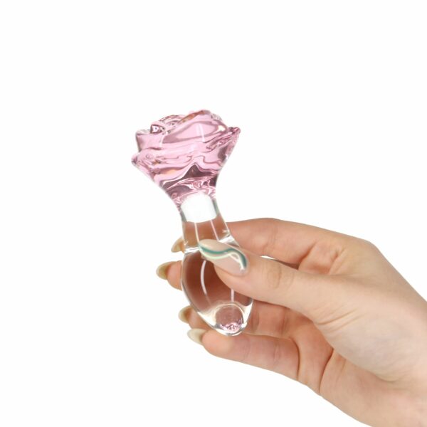 Скляна анальна пробка Pillow Talk Rosy Luxurious Glass Anal Plug, ⌀3,3 см, віброкуля в подарунок - Зображення 6
