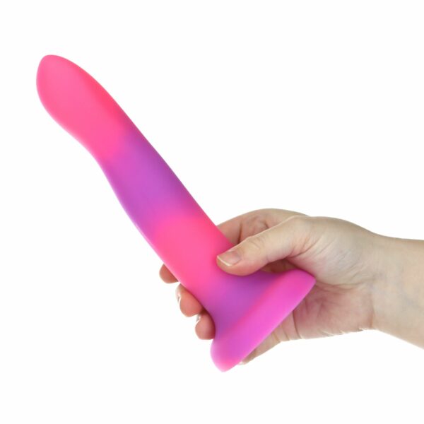 Фалоімітатор, що світиться в темряві, ADDICTION Rave 8″, Glow in the Dark Dildo Pink Purple, 20,3 см - Зображення 5