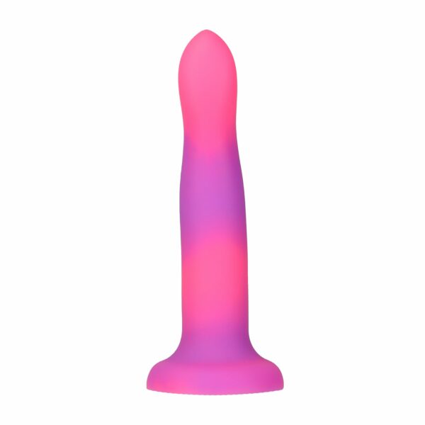 Фалоімітатор, що світиться в темряві, ADDICTION Rave 8″, Glow in the Dark Dildo Pink Purple, 20,3 см - Зображення 3