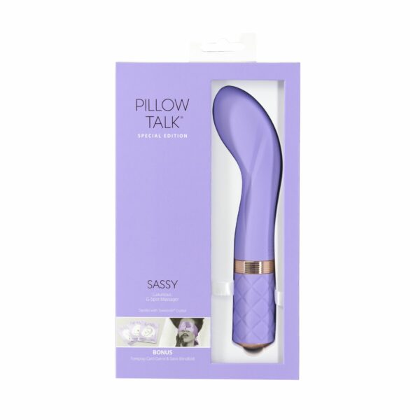 Розкішний вібратор Pillow Talk Sassy Purple Special Edition, Сваровскі, пов’язка на очі+гра - Зображення 9