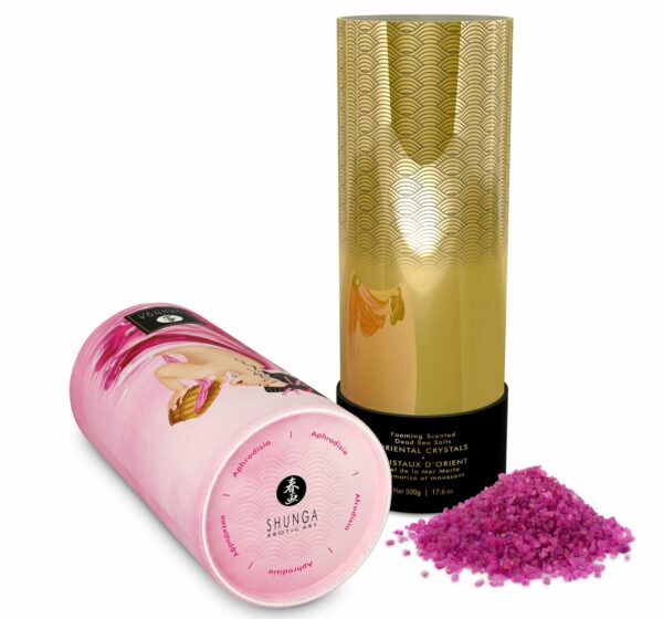 Пінлива сіль для ванни Shunga Dead Sea salt Oriental Crystals — Rose Petal (500 г), сіль Мертвого мо - Зображення 3