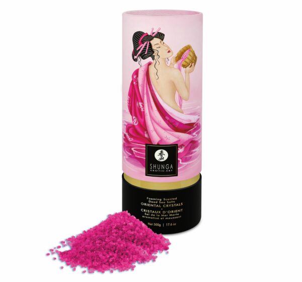 Пінлива сіль для ванни Shunga Dead Sea salt Oriental Crystals — Rose Petal (500 г), сіль Мертвого мо - Зображення 5