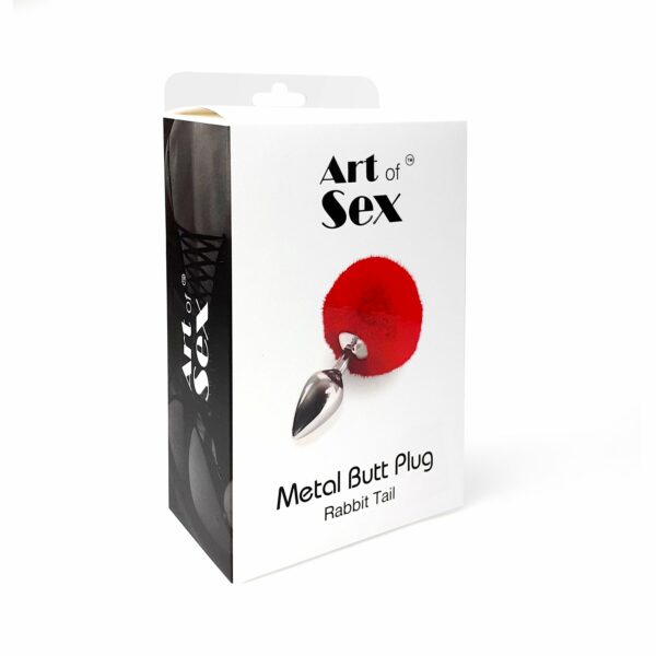 Металева анальна пробка М Art of Sex — Bunny Tails Butt plug, Білий - Зображення 4