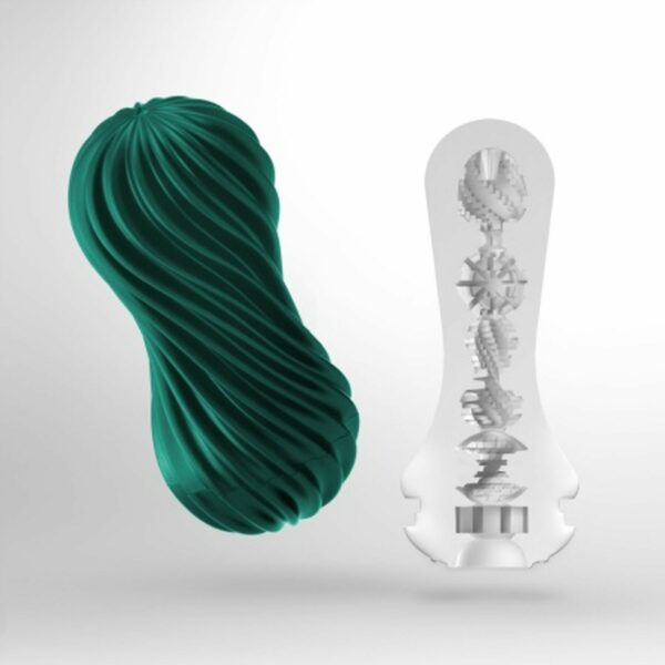 Мастурбатор Tenga FLEX Fizzy Green зі змінною інтенсивністю, можна скручувати, вакуум - Зображення 2