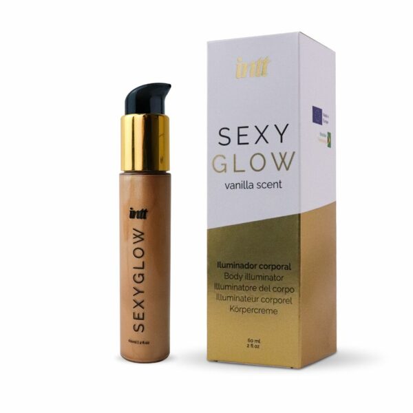 Крем-шимер для тіла Intt Sexy Glow (60 мл) з олією ши та ароматом ванілі, сяйна засмагла шкіра