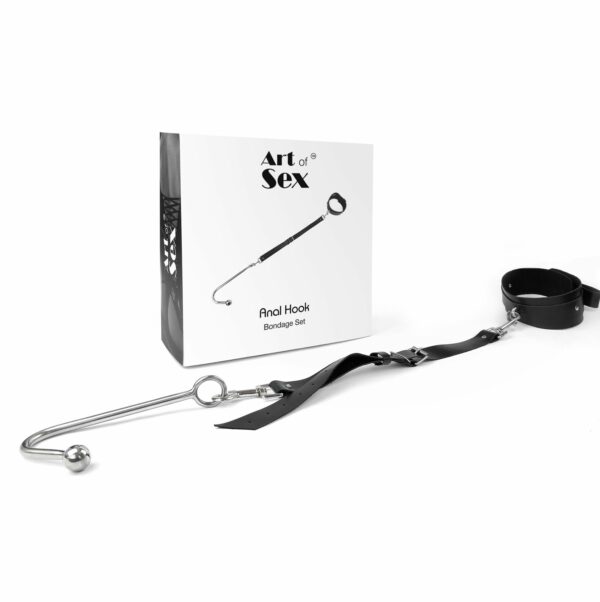 Анальний гак 1 із нашийником з натуральної шкіри Art of Sex - Anal hook, Чорний - Зображення 3