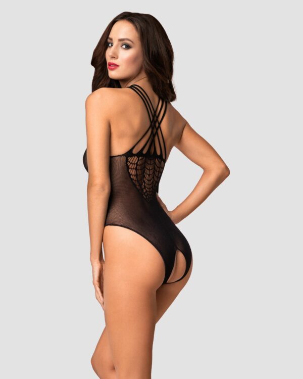 Бодістокінг з великою та дрібною сіткою Obsessive B118 teddy S/M/L, чорний, з доступом - Зображення 2