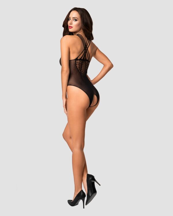 Бодістокінг з великою та дрібною сіткою Obsessive B118 teddy S/M/L, чорний, з доступом - Зображення 4