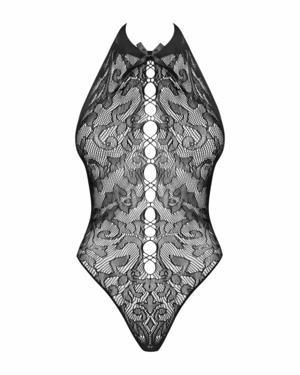 Бодістокінг з великими осередками та відкритою спиною Obsessive B113 teddy S/M/L, халтер - Зображення 5