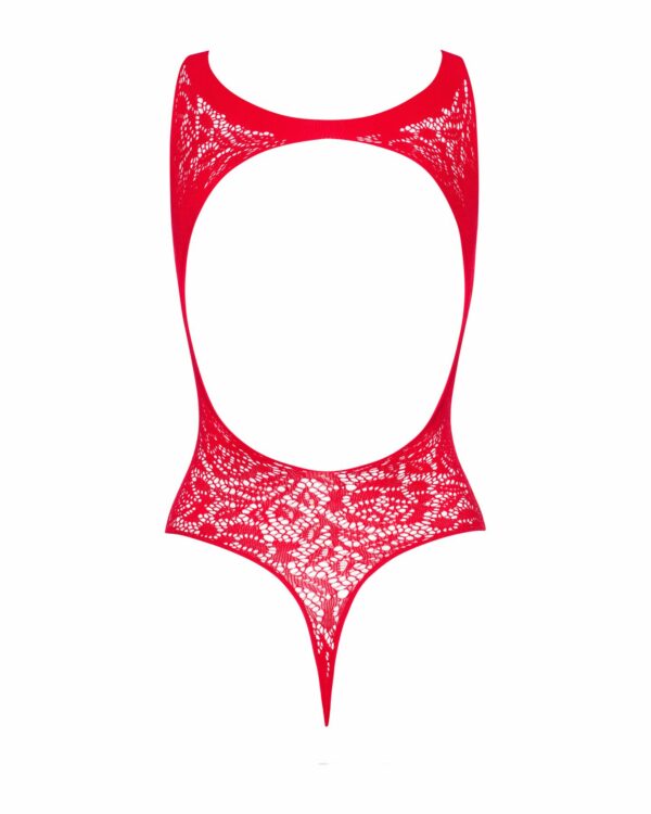 Ажурний бодістокінг із ефектом шнурівки Obsessive B120 teddy red S/M/L, червоний - Зображення 6