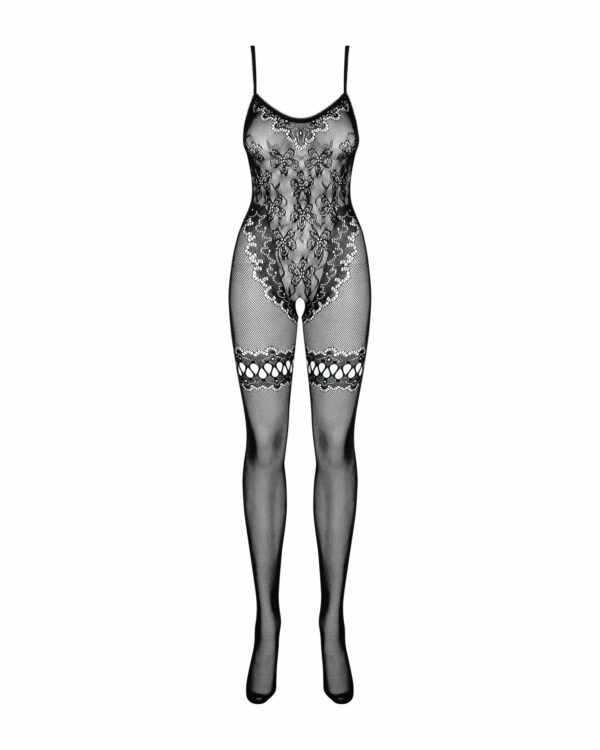 Бодістокінг Obsessive Bodystocking F213 S/M/L, імітація мереживного боді та резинки для панчіх - Зображення 5