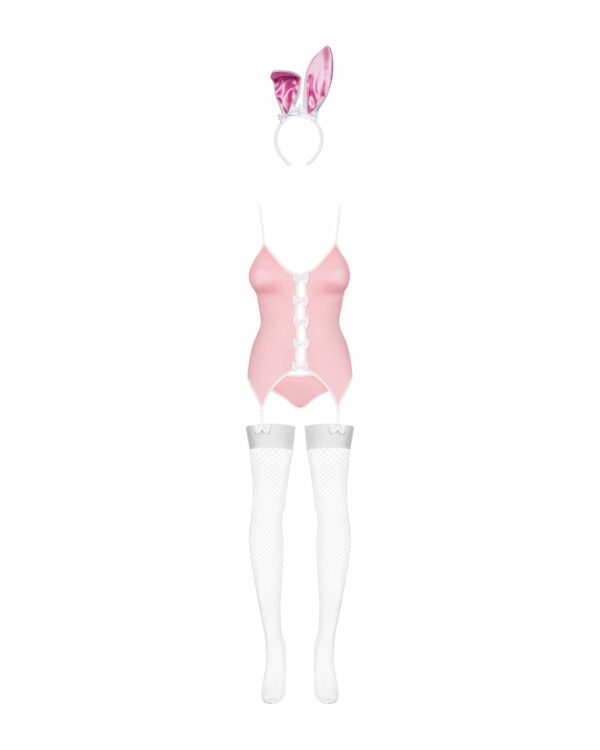 Еротичний костюм зайчика Obsessive Bunny suit 4 pcs costume pink S/M, рожевий, топ з підв’язками, тр - Зображення 5