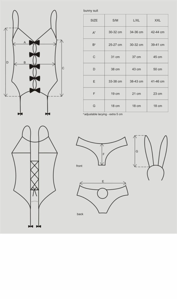 Еротичний костюм зайчика Obsessive Bunny suit 4 pcs costume pink L/XL, рожевий, топ з підв’язками, т - Зображення 7