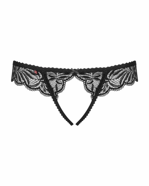 Мереживні танга з доступом Obsessive Contica crothchles thong L/XL, чорні - Зображення 5