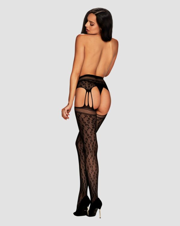 Сітчасті панчохи-стокінги під леопард Obsessive Garter stockings S817 S/M/L, імітація гартерів, з до - Зображення 4