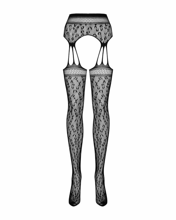 Сітчасті панчохи-стокінги під леопард Obsessive Garter stockings S817 S/M/L, імітація гартерів, з до - Зображення 5