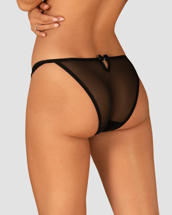 Напівпрозорі трусики з підвіскою Obsessive Ivannes panties black 2XL/3XL, чорні - Зображення 2