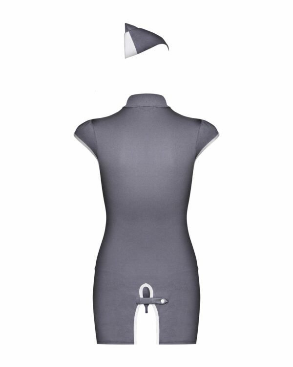 Еротичний костюм стюардеси Obsessive Stewardess 3 pcs costume grey S/M, сірий, сукня, стрінги, пілот - Зображення 6