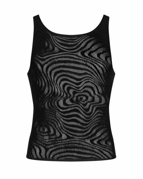 Чоловіча напівпрозора майка-борцовка з візерунком Obsessive T103 tank top S/M/L, чорна - Зображення 5