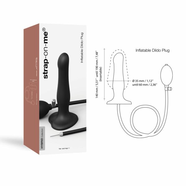 Надувний фалоімітатор Strap-On-Me INFLATABLE DILDO PLUG - NOIR, кулька всередині, діаметр до 6 см - Зображення 3