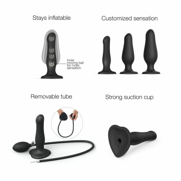 Надувний фалоімітатор Strap-On-Me INFLATABLE DILDO PLUG - NOIR, кулька всередині, діаметр до 6 см - Зображення 2
