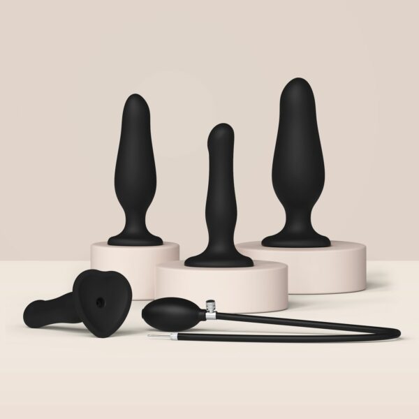 Надувний фалоімітатор Strap-On-Me INFLATABLE DILDO PLUG - NOIR, кулька всередині, діаметр до 6 см - Зображення 4