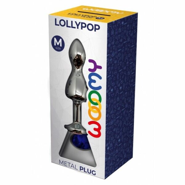Металева анальна пробка Wooomy Lollypop Double Ball Metal Plug Blue M діаметр 3,1 см, довжина 9,4 см - Зображення 3
