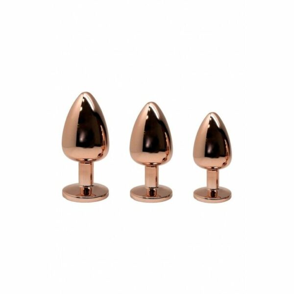 Металева анальна пробка Wooomy Tralalo Rose Gold Metal Plug Magenta L, діаметр 4 см, довжина 9 см - Зображення 3