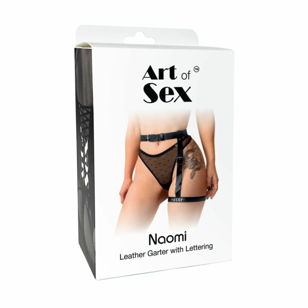 Гартер на ногу Art of Sex - Naomi з написом SEXY, натуральна шкіра, розмір XS-2XL, колір червоний - Зображення 4