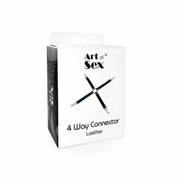 Хрестовина з натуральної шкіри Art of Sex – 4 Way Connector, чорний - Зображення 4