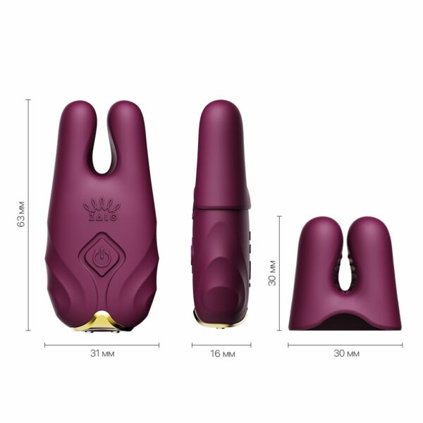 Смарт-вібратор для грудей Zalo - Nave Velvet Purple, пульт ДК, робота через додаток - Зображення 3