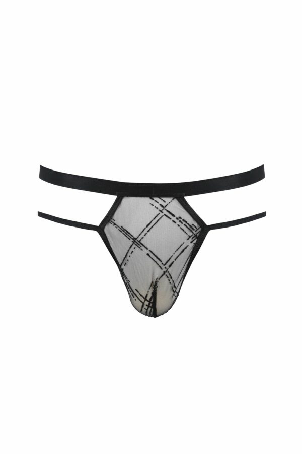 Чоловічі прозорі стринги Passion 029 THONG COLLIN L/XL Black, сітка - Зображення 3