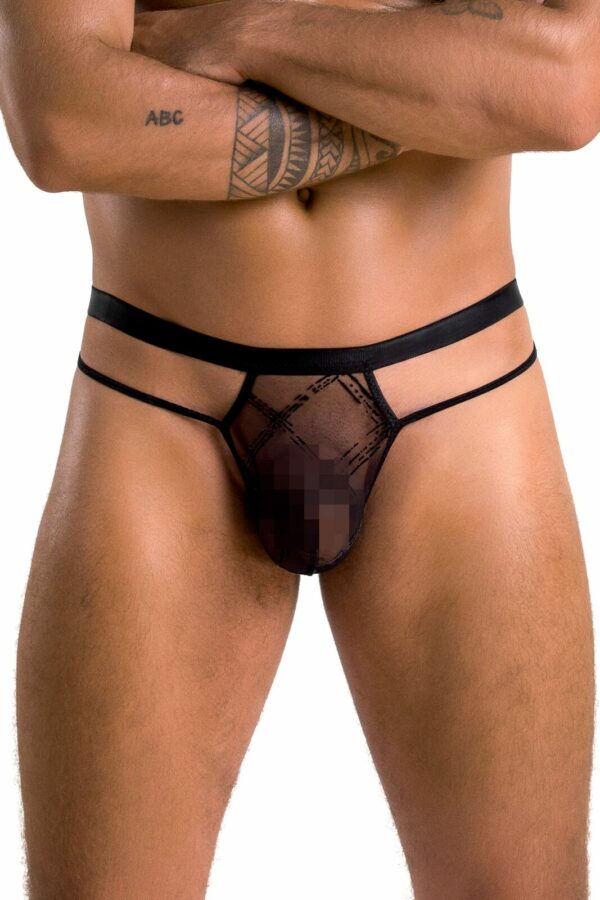 Чоловічі прозорі стринги Passion 029 THONG COLLIN L/XL Black, сітка