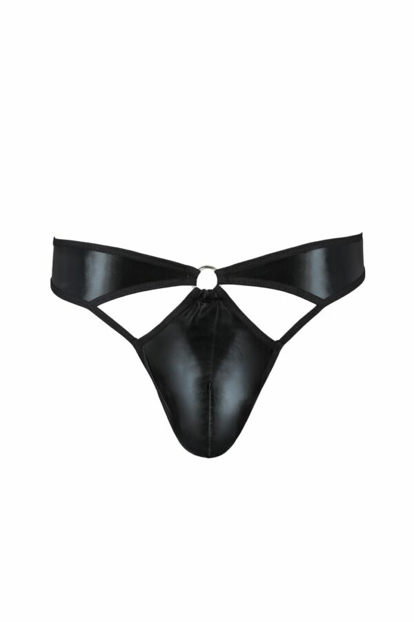 Чоловічі стринги Passion 033 THONG PAUL XXL/XXXL Black, під латекс - Зображення 3