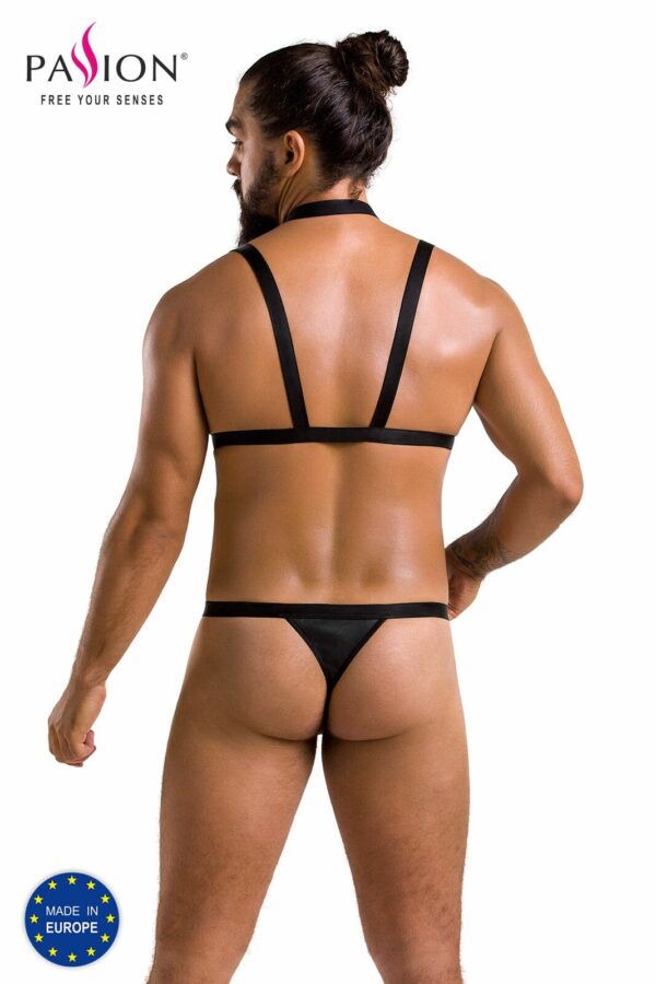 Комплект чоловічої білизни зі стреп Passion 039 SET ANDREW L/XL Black, стринги, шлейки - Зображення 6