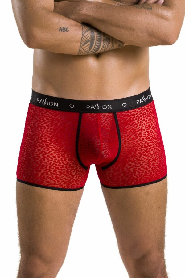 Чоловічі прозорі боксери Passion 046 SHORT PARKER L/XL Red, сітка, під леопард