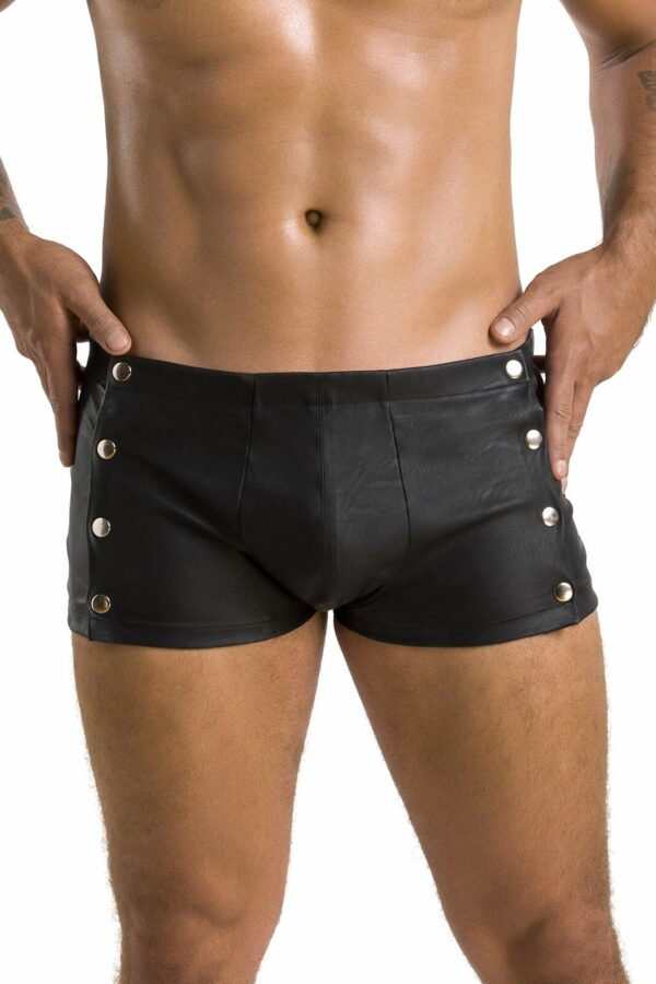 Чоловічі шкіряні боксери із заклепками Passion 048 SHORT DAVID XXL/XXXL Black