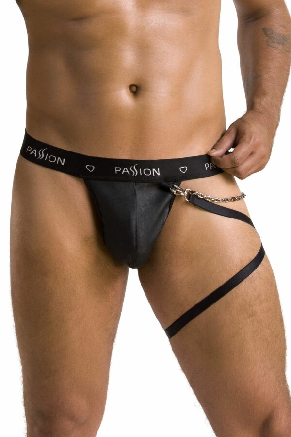 Чоловічі трусики танга з підв’язкою Passion 058 THONG BILL XXL/XXXL Black