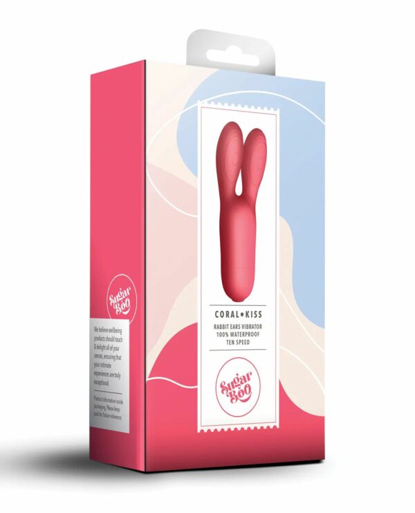 Кліторальний вібратор SugarBoo Coral Kiss з вушками, два мотори, робота від батарейок (у комплекті) - Зображення 4