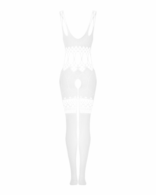 Сітчастий бодістокінг з імітацією топа та шортів Obsessive Bodystocking G330 S/M/L, white, з доступо - Зображення 4