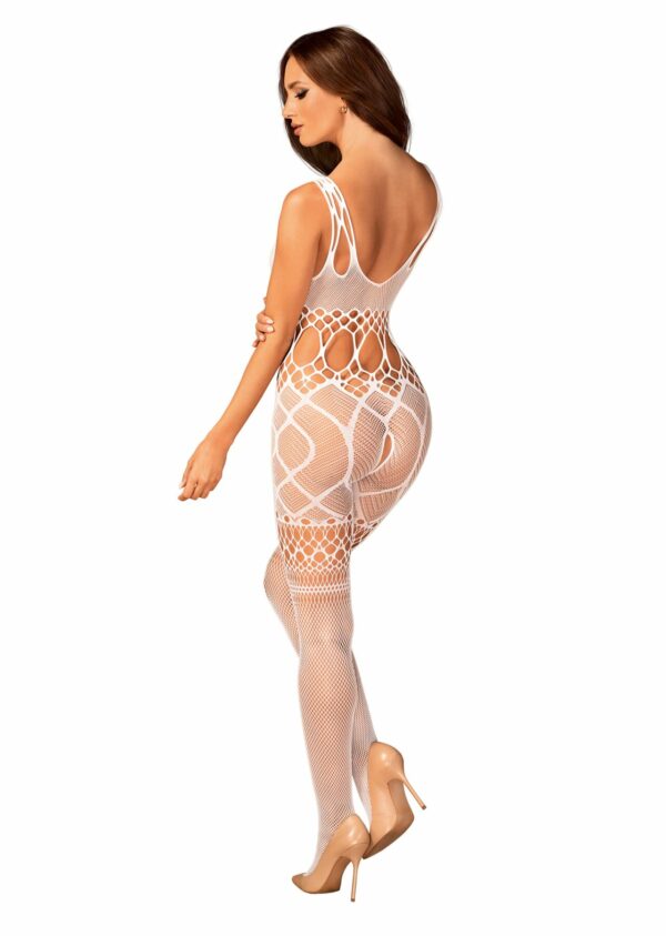 Сітчастий бодістокінг з імітацією топа та шортів Obsessive Bodystocking G330 S/M/L, white, з доступо - Зображення 6