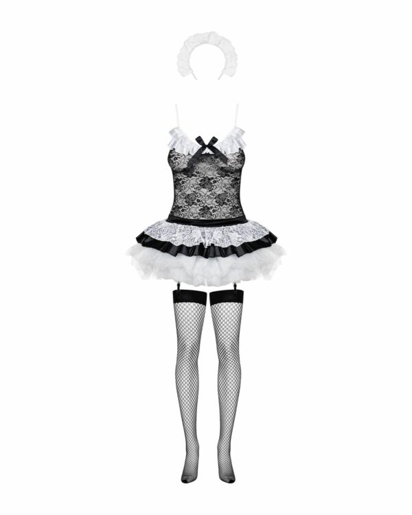 Еротичний костюм покоївки зі спідницею Obsessive Housemaid 5 pcs costume S/M, black, топ, спідниця, - Зображення 3