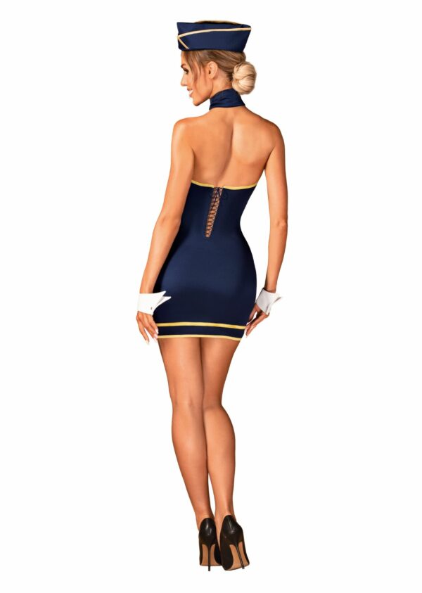 Еротичний костюм стюардеси Obsessive Stewardess uniform XS/S, blue, сукня, пілотка, шарф, манжети - Зображення 7